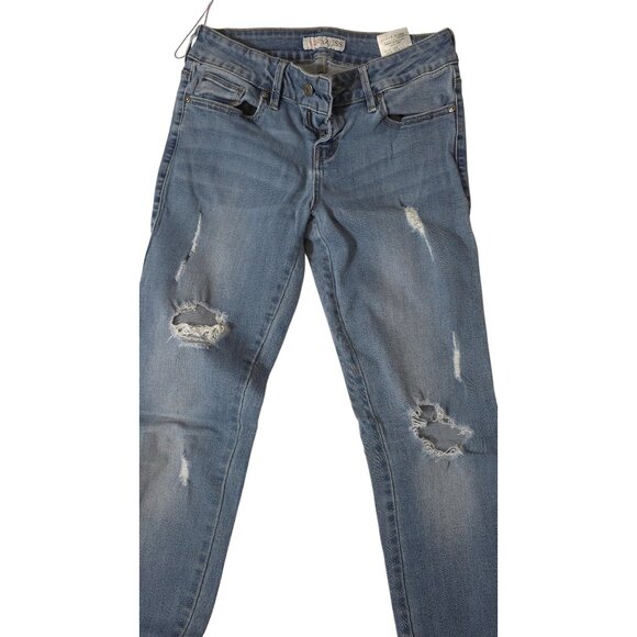 Guess Los Angeles Distressed Skinny Jeans Size 27 Blue Denim Women's - Picture 2 of 7
